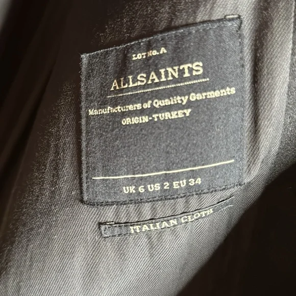 AllSaints Hyde Monument CoatKendall Jenner Worn StyleVegan Leather Sleeves